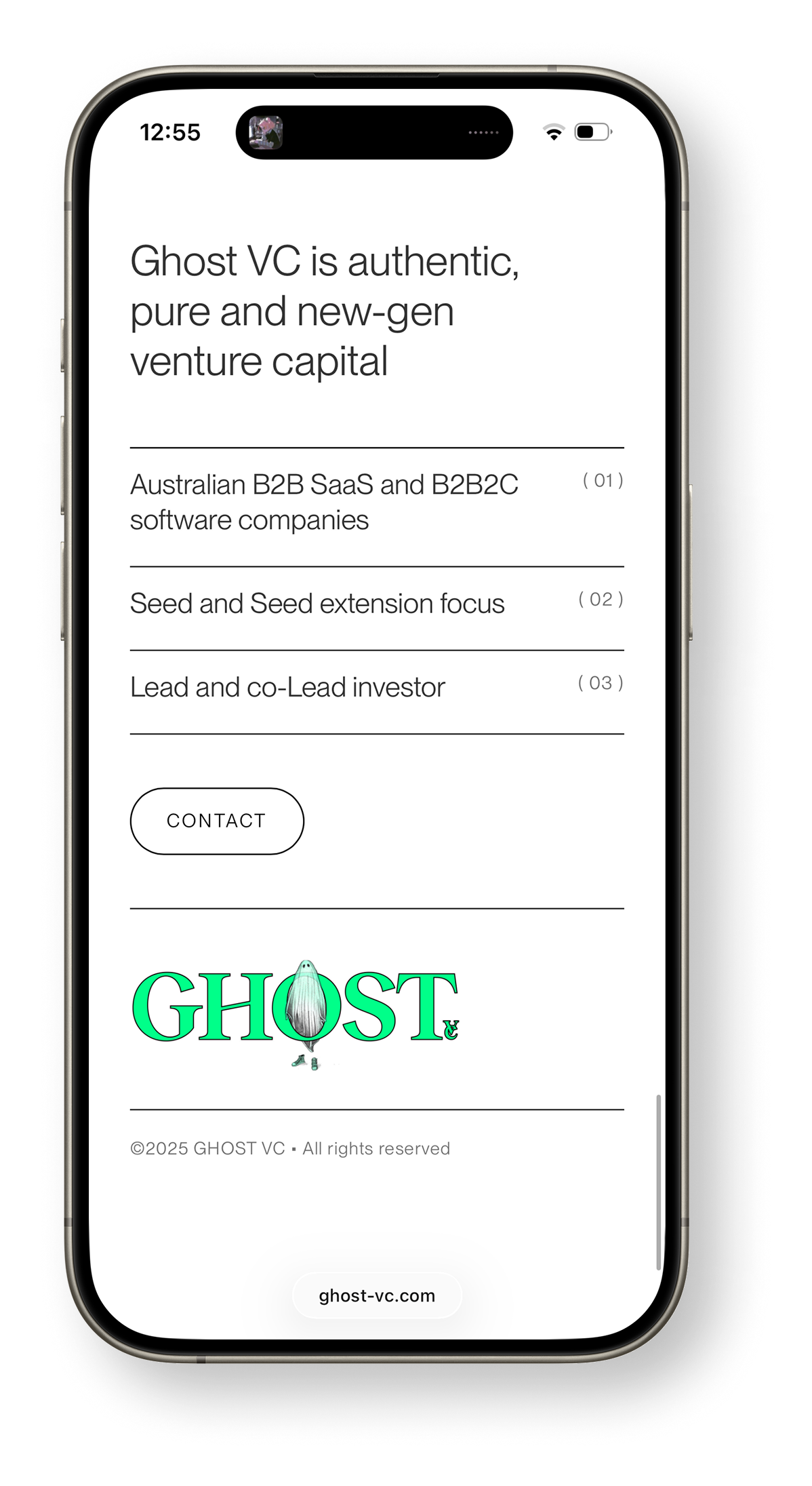 Ghost VC mobile design